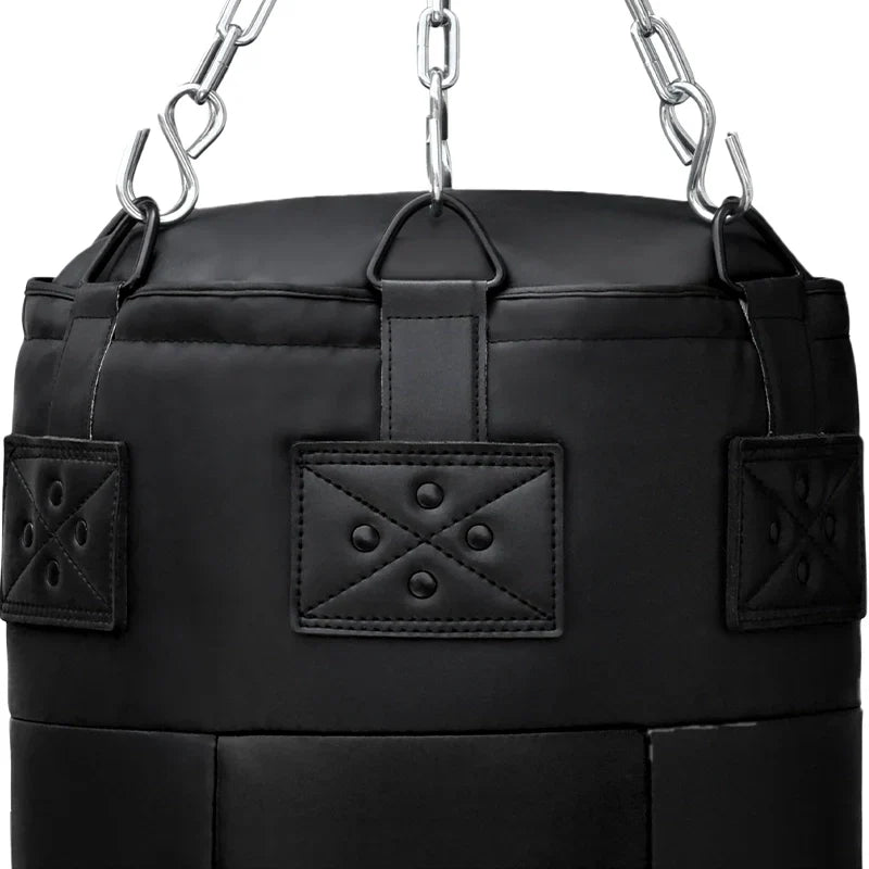 RDX 3-in-1 Angle Punch Bag Full Black with Gloves Set