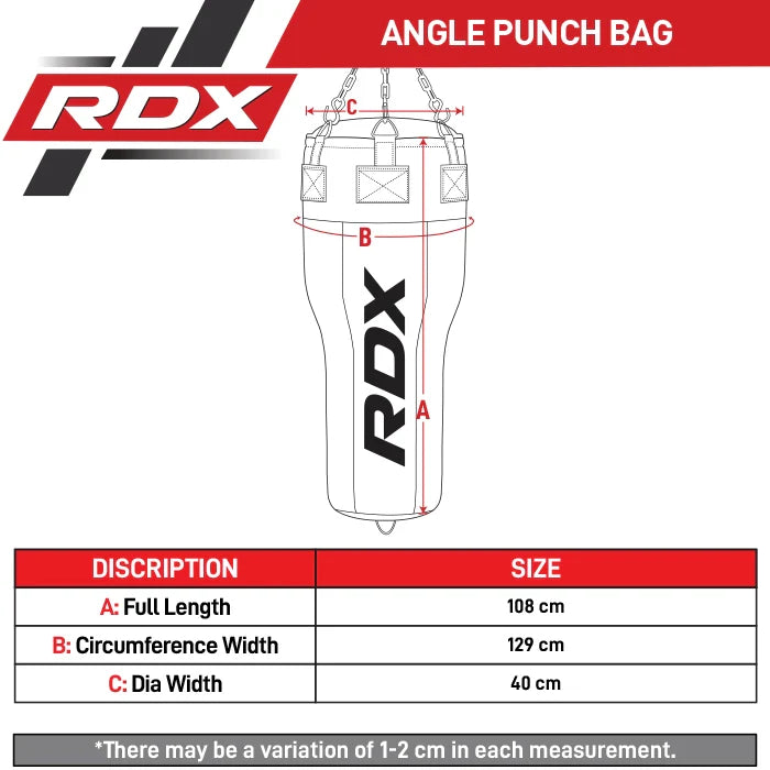 RDX 3-in-1 Angle Punch Bag Full Black with Gloves Set