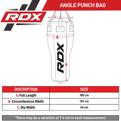 RDX 3-in-1 Angle Punch Bag Full Black with Gloves Set
